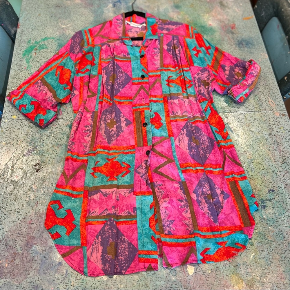 80s VIVID Western Shirt Dress